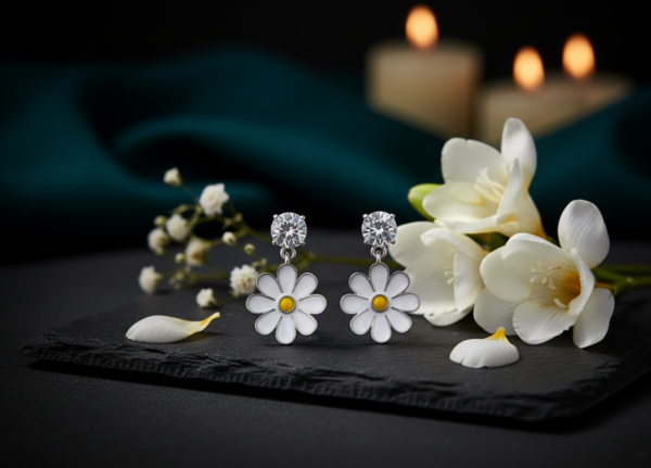 Bloom Charm Daisy Drop Earrings