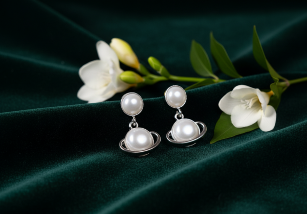 Celestial Pearl Orbit Drop Earrings