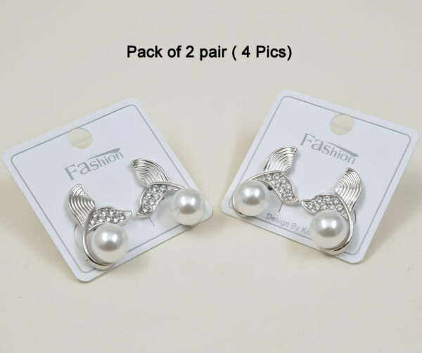 Silver Whale Tail Pearl Earrings