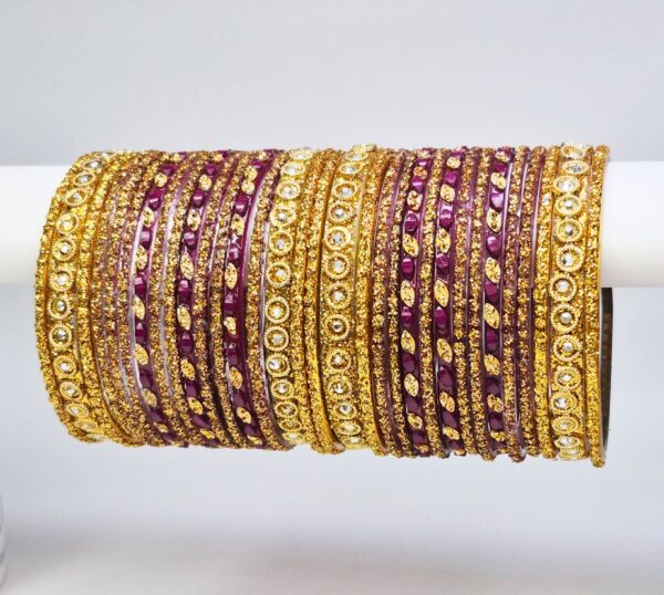 Royal Amethyst Gold Bridal Bangle Set