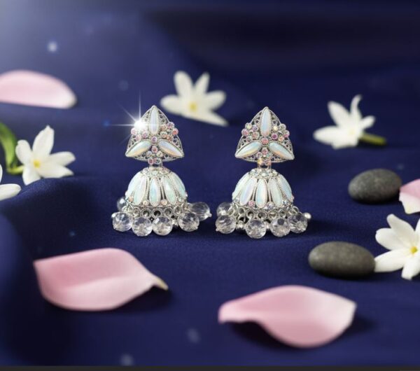 Moonlight Crystal Jhumka Earrings
