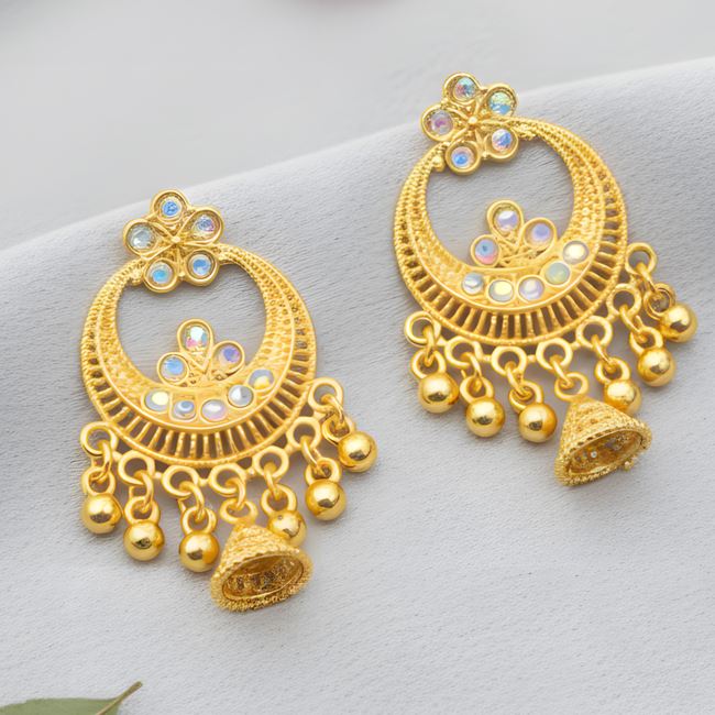 Royal Blossom Chandbali Jhumka Earrings