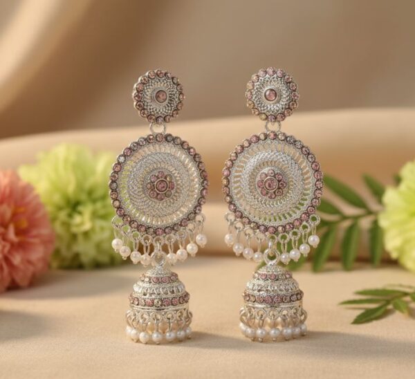 Pearl Royale Chandbali Jhumka Earrings