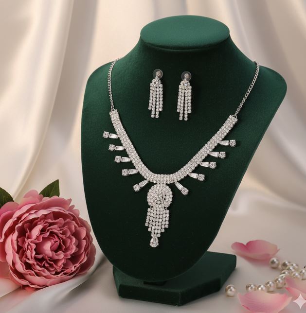 Diamond Cascade Necklace Set