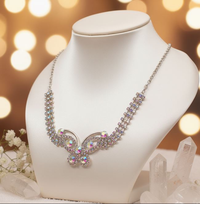 Crystal Bloom Butterfly Necklace