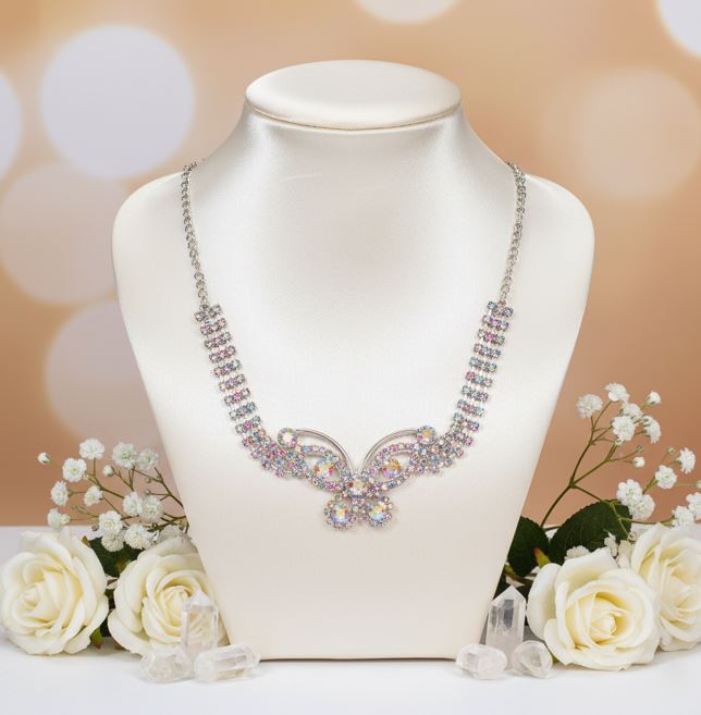 Crystal Bloom Butterfly Necklace