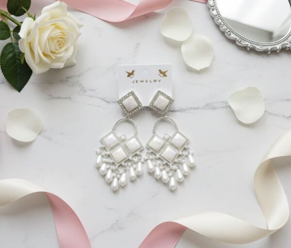 Ivory Elegance Pearl Chandelier Earrings