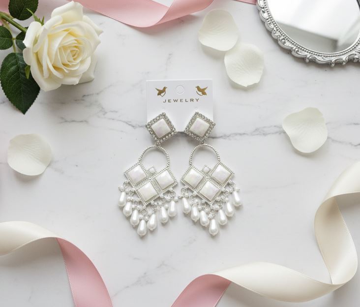 Ivory Elegance Pearl Chandelier Earrings