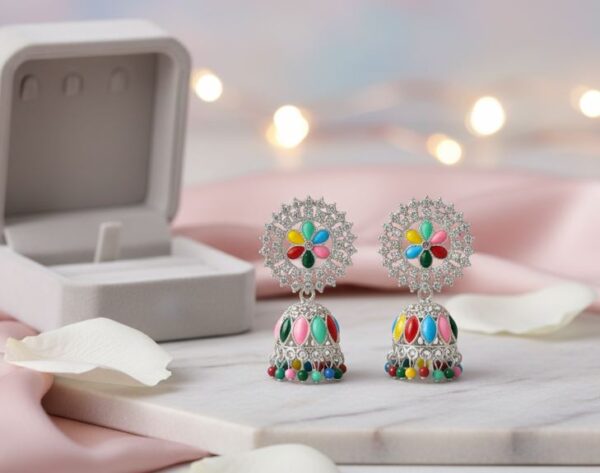 Rainbow Blossom Jhumka Earrings